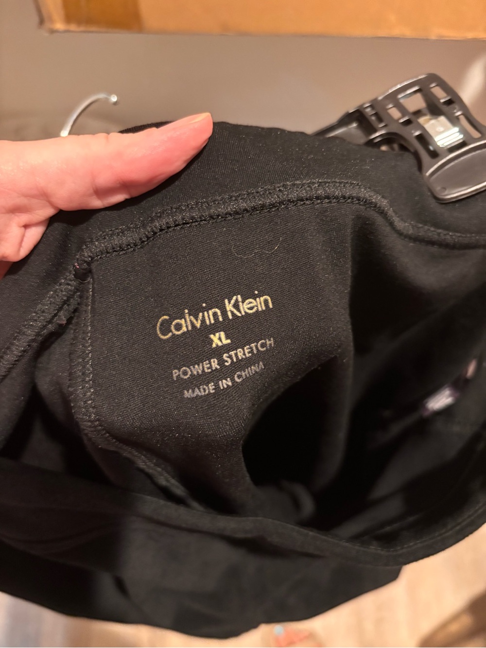 Calvin Klein Black Power Stretch suede like Leggings with Gold Logo